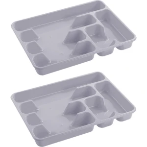 Bestekbak/bestekhouders 6-vaks licht grijs - 40 x 30 x 5 cm - Keuken opberg accessoires