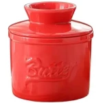 Boterbel Rood - Botervloot - Watergekoelde Botervloot Met Waterlijn - Keramische Boterbel Voor Smeerbare Boter - Kerstcadeau Voor De Keuken - Keuken Accessoires - Keuken Tools