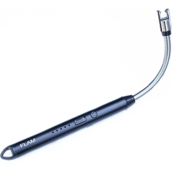 Flam Lange USB Oplaadbare Elektrische Plasma Aansteker - Vlamloos - Voor Keuken, Kaars, BBQ, Openhaard - In en Outdoor - Chique Design - Zwart