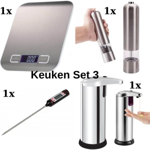 Keuken Weegschaal-Elektrische Zoutmolen/Pepermolen-Keuken Thermometer-Automatische Zeep Dispenser