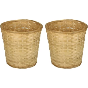 Pakket van 6x stuks ronde rieten/bamboe manden/mandjes 26 x 24 cm - Keuken artikelen opberg manden - Huis decoratie/accessoires