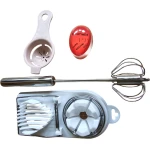 Sasemy® - Tools voor in de keuken - Set van 4- #3 - Eisnijder, Ei Splitser, Eierkoker - Keuken Gadget - Eierklopper - Plakjes Snijder - Keuken Accessoires - Garde - Ei Splitter - Melkopschuimer - Sinterklaas cadeau - Kerstcadeau - Campinghulp