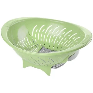 Titiz vergiet met verschuifbare bodem - kunststof vergiet - zeef - keuken accessoire - veilig water afgieten - slimme verschuifbare bodem - groen