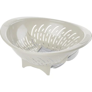 Titiz vergiet met verschuifbare bodem - kunststof vergiet - zeef - keuken accessoire - veilig water afgieten - slimme verschuifbare bodem - wit