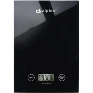 alpina Keukenweegschaal Digitaal - Weegschaal Keuken in gr, lb, oz en ml - Precisie Weegschaal met Tarra Functie - Keuken Accessoires - 22 x 15,5 cm - Zwart