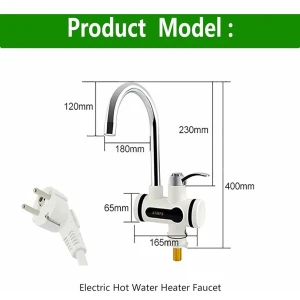 220V elektrische kraan met boiler, LED-temperatuurweergave, 3000W, doorstroomboiler voor keuken, badkamer, direct warm water (laag, groot)