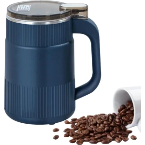 Koffiemolen van staal - 14,5 x 14,5 x 17 cm - Stille elektrische molen voor koffiebonen, specerijen - Compact ontwerp, eenvoudig te gebruiken - Krachtige motor - Maalfunctie - Geschikt voor keuken- en voedselgereedschap - Blauw