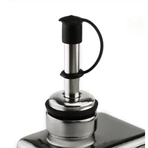 New Age Devi - Schenktuit met Dop - Rubberen afsluiting - Schenkdop - Olie - Diner - Keuken- accessoires - RVS - Zwart - 1 Stuk
