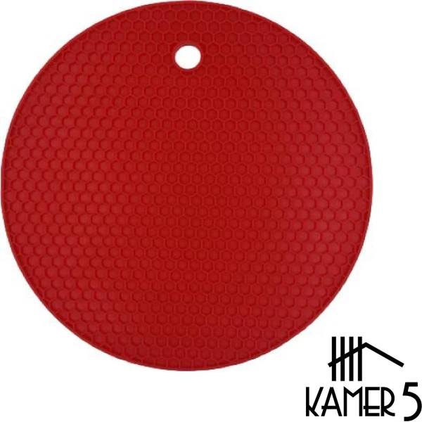 Pannen Onderzetter | Keuken Accessoires | Anti-Slip | Honeycomb | Ø 18 cm | Rood
