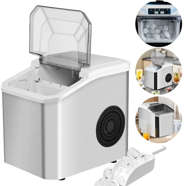 Rumi IJsblokjesmachine - Elektrische ijsmachine - mini elektrische ijsmachine voor bar thuis keuken kantoor - 6 minuten/9 stuks draagbare ijsmachine - ijsmachine12kg/24 uur - IJsblokjesmaker - IJsschep - Draagbaar