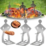 3 stuks grappige hotdog barbecuegereedschap, roestvrij staal BBQ worststandaard, koken BBQ accessoires voor buiten grillen, BBQ vork voor camping outdoor picknick tuin keuken, BBQ geschenken voor
