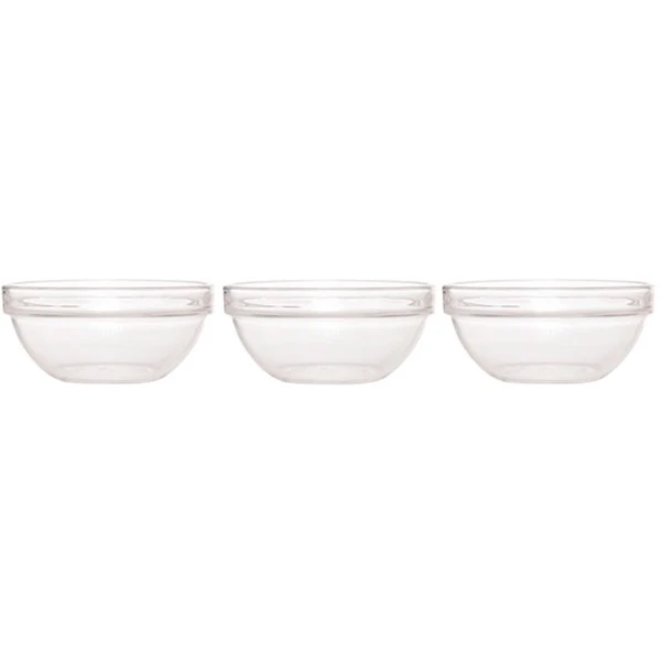 3x Salade schalen/slakommen van glas 26 cm - Schalen en kommen - Keuken accessoires