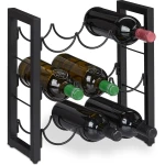 Industrieel wijnrek metaal 9 flessen - Afmetingen 37 x 35 x 17 cm - Keuken & bar accessoire - Staande wijnfleshouder zwart