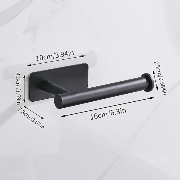 Mmgoqqt 1 stuk - Keukenrolhouder - Zwart - RVS - Zelfklevende Montage - Lange Design Keuken Accessoire