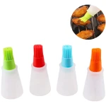 Vitdipy - Olieflesborstels - 4 stuks - Bakkwast Silicone - Oliefles keuken - Keukengerei - Barbeque oliedispenser - BBQ accessoires - rood, oranje, groen, blauw