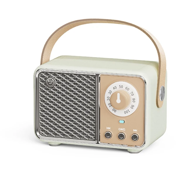 Retro Bluetooth-luidspreker, vintage decoratie, draadloze Bluetooth-luidsprekers, schattige ouderwetse stijl voor keuken, bureau, slaapkamer, kantoor, feest, buiten, kawaii-accessoires (rookgroen)