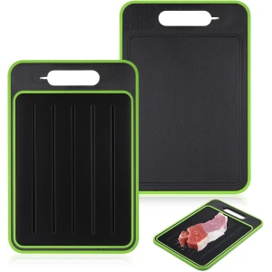 Snelle Ontdooiplaat - 36 x 25 CM - Snijplank - Multifunctionele dubbelzijdige snijplank - Met messenslijpzone, knoflookpureezone - Keuken Accessoires - Antiaanbakplaat - Metaallegering - Ontdooi Plank - Ontdooiplaat Vlees en Vis - Vlees Ontdooien