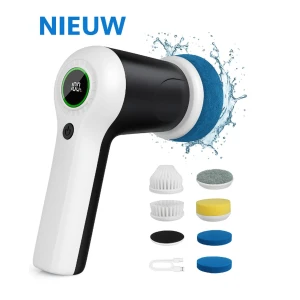 ZolZia® Elektrische Schoonmaakborstel - Schrobborstel met 6 Opzetborstels - Oplaadbaar - Waterproof - Voor Badkamer & Keuken