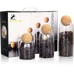 ZoeZo Design - Glazen Voorraadpotten Set - 3-Delig - 500ml/800ml/1200ml - Met Kurkbal - BPA-Vrij Borosilicaatglas - Luchtdicht - Keuken Opbergpotten - Keuken Accessoires - Voedselblikken - Opslagpotten