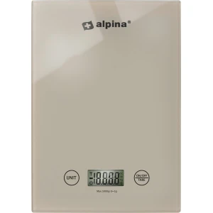 alpina Keukenweegschaal Digitaal - Weegschaal Keuken in gr, lb, oz en ml - Precisie Weegschaal met Tarra Functie - Keuken Accessoires - 22 x 15,5 cm - Beige
