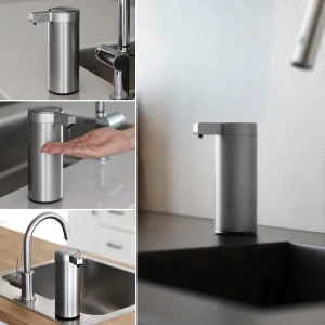 9 Oz Automatische Zeepdispenser - Zeeppompje - Zeepdispensers - Infrarood Sensor Elektrische Zeepdispenser IPX5 Waterdicht USB-C Opladen Bewegingssensor voor Keuken & Badkamer (Geborsteld Zilver)