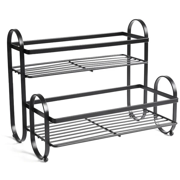 Metalen kruidenrek voor in de keuken, kruidenrek met dubbele laag, kruidenopbergrek, multifunctioneel keukenopbergrek met accessoires