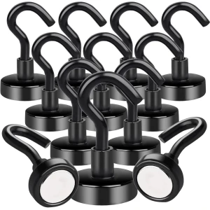 klein, 12 stuks, sterke zwarte magnetische neodymium magnetische haken, haken om op te hangen, keuken, camping, accessoires, 16 mm