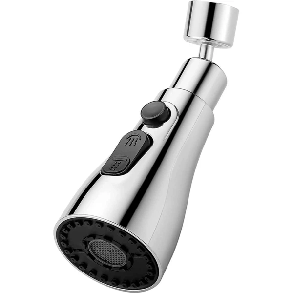 Aanrechtkraan - keukenmengkraan - Keukenkraan - Kraan Sproeier Beluchter - kraanadapter - Koper en ABS - zilver en zwart - 3 straalsoorten - 360 Draaibaar - Waterbesparende - Keuken Accessoires