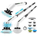 CHIWIN Elektrische Schoonmaakborstel Multifunctionele - Draadloze Schrobmachine Badkamer - Schrobborstel met 9 Borstelkoppen & Uitschuifbare Steel - 2 Snelheden & USB-C - Moeiteloos Schoonmaken - voor badkamer of keuken