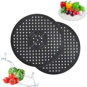 Gootsteenmat - 2 Stuks - 30cm - Rond - Zwart - Keuken Accessoires - Gootsteen Beschermer - Spoelbakmat - Anti Kras - Voor Wasbak - Wasbak Matje - Gootsteen Matje - Onderzetters Siliconen - Rubber Mat - Gootsteen Accessoires