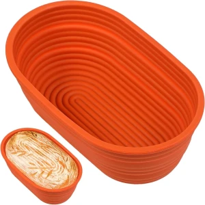 Ovale rijsmand van siliconen, 25,4 cm - ideaal voor broodbakken en deegrijzen - keuken accessoire met deksel