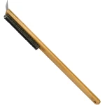 Pizza Ovenborstel - Pizzaborstel - Houten handvat en staaldraad - Houtkleur - 57.5*3cm - Barbecue Grill Reinigingsgereedschap - Accessoires voor buiten pizzaoven - Draagbare Borstel - Keuken Oven Accessoires - Bakgerei