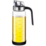 STILVORA Olie- & Azijnstellen - Olie- en Azijnfles Glas - Glazen Oliekan 550ml - Lekvrije Oliedispenser met Automatische Opening - Keuken Accessoire - Transparant