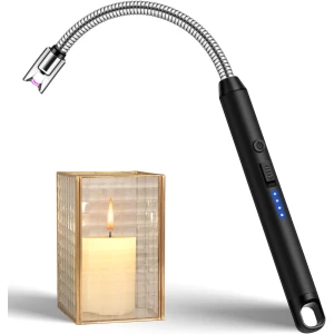 Aansteker Stok - Elektrische Boog Aansteker - USB Oplaadbaar en Winddicht - Lange Voor Keuken en Camping - Zwart - 1 Stuk