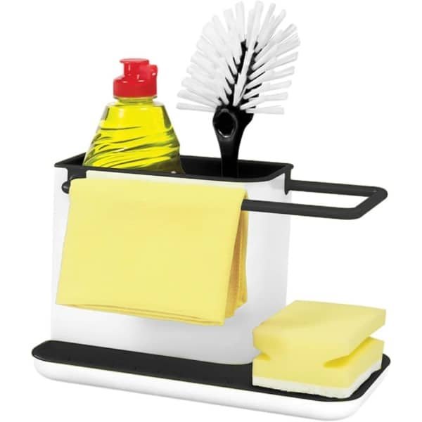 1 Keukengerei opbergdoos, gootsteen organizer, keuken sponshouder, opbergplank voor schoonmaakproducten en afdruiprek, accessoires