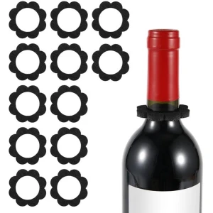 12 stuks Vilt Wijn Druppel Ring, Wijn Druppel Kraag Wegwerp Bloemvormige Geen Gemorste Wijnfles Druppel Stopper Lek Stopper Accessoires Gadgets Wijn Druppel Stop Ring Bescherming Cadeau voor Bar Keuken Feest