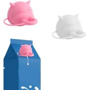 2 Stuks Silicone Melkdoos Caps voor Koeien, Grappige Boxvormige Afleidingen voor Thuis, Keuken en Kantoor, 5.5x4.5x4cm, Praktische Accessoires in Wit en Roze