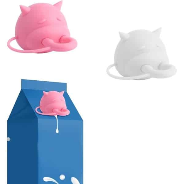 2 Stuks Silicone Melkdoos Caps voor Koeien, Grappige Boxvormige Afleidingen voor Thuis, Keuken en Kantoor, 5.5x4.5x4cm, Praktische Accessoires in Wit en Roze