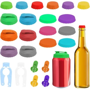 24 stuks can stoppers - 12 deksels voor 6,5 cm blikken - 6 x 3,2 cm glazen fles deksels - 6 open blik deksels - geschikt voor standaard maat blikken - voorkomt stof - handige accessoires in de keuken