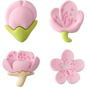 3D Tulp Koelkastmagneet Set van 4 - PVC Bloemen voor Prikbord en Kasten - Roze Kersenbloesem Decoratie - Leuke en Kleurrijke Accessoires voor Keuken & Kantoor