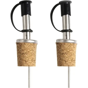 4x Schenktuit - Schenkdop voor op fles - Flesstop met schenker - Wijn / olie schenker - Pour spout - RVS - Druppelvrij doseren - Met dopjes - Keuken / bar accessoires - Kurk - Jonyx