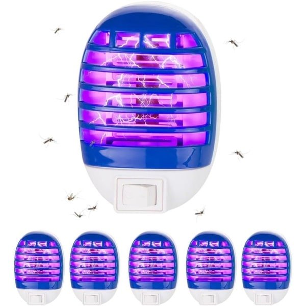 6-delige Elektrische Insectenverdelger met UV Licht, Muggenslamp en Insectenval voor Keuken, Slaapkamer en Binnengebruik