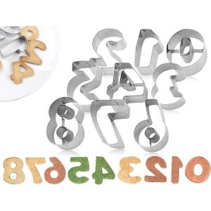 Allecta - Uitsteekvormen set voor taart - Roestvrij staal - Cijfers 0-9 - Bakken en keuken accessoires