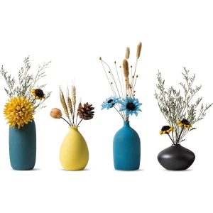 Allecto Plus - Kleine Keramische Vaasjes voor Bloemen Decoratie - Handgemaakt - Tafeldecoratie - Moderne Kleurvazen - Woonkamer en Keuken Accessoires