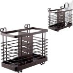Brenzoos - 2-Pack Metalen Draad Keukengerei Houder voor Bestek - Roestbestendig Afdruiprek - Retro Keuken Organizer - Spoelbak Accessoires-opslag