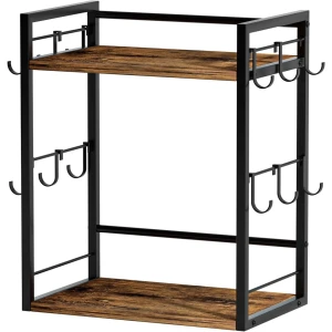 Dorhors 2 Tier Coffee Bar Accessoires en Organizer, Multifunctionele Aanrecht Mok Houder met 12 Haken, Koffie Accessoires voor Koffiebar, Keuken