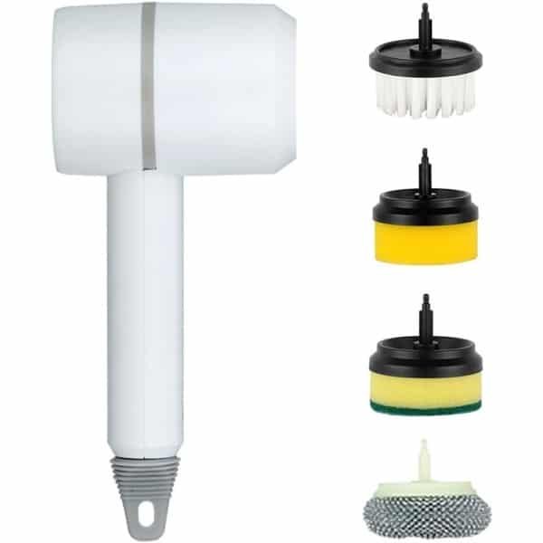 Draadloze Oplaadbare Elektrische Schoonmaakborstel met 4 Verwisselbare Opzetstukken voor Badkamer, Keuken en Auto - Ideaal voor Tegels en Vloeren