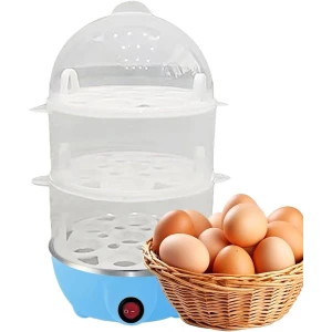 Elektrische Kookpan - Stoommachine Keuken - Snel Eieren Koken - Automatische Uitschakeling - 16 x 16 x 28 cm - Blauw