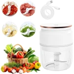 Elektrische Uien Snijder, 300 ml, Multifunctionele Keuken Chopper voor Groenten, Vlees en Fruit, Oplaadbaar met Oplaadkabel, Ideaal voor Uien, Knoflook en Groenten
