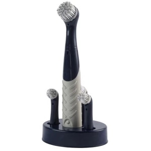 Elektrische reinigingsborstel met 4 verwisselbare koppen - Badkamer en keuken schoonmaakborstel met antislip handvat, marineblauw